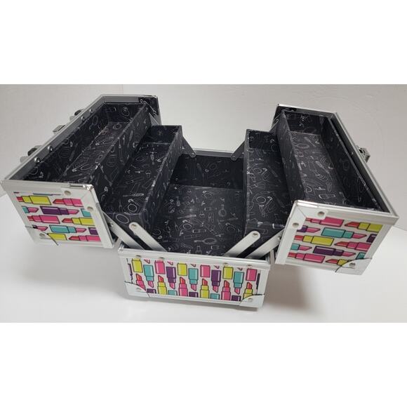 Vanity Makeup Beauty Case Lipstick Print Modella Travel - Picture 2 of 11